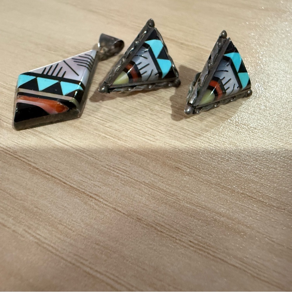 Geometric Silver plated and Multicolor Jewelry Set Clip on earrings